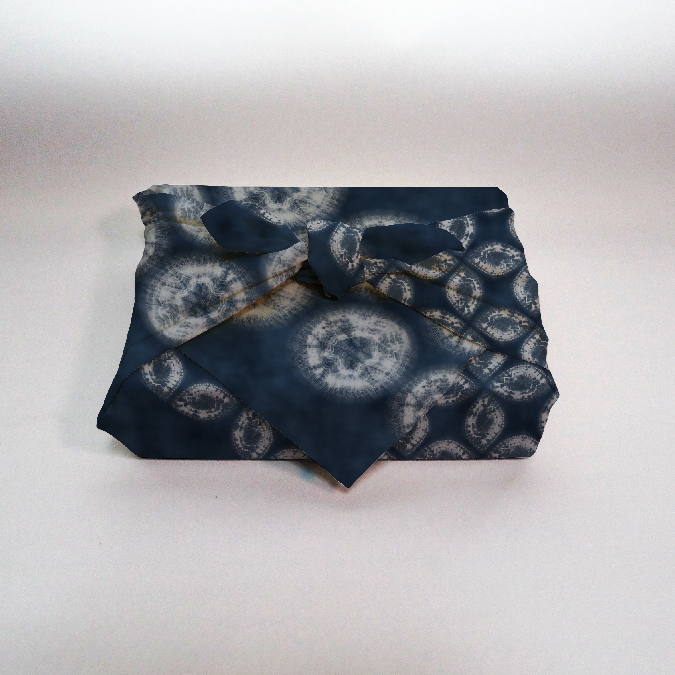 Deep Indigo Shibori Shippou & Circle bandana Furoshiki – Textile Design Inspired by Hand-Dyed Shibori Motifs – - Image 3