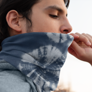 Indigo Shibori Neck Gaiter – All-Season Tube Scarf Inspired by Japanese Tie-Dye