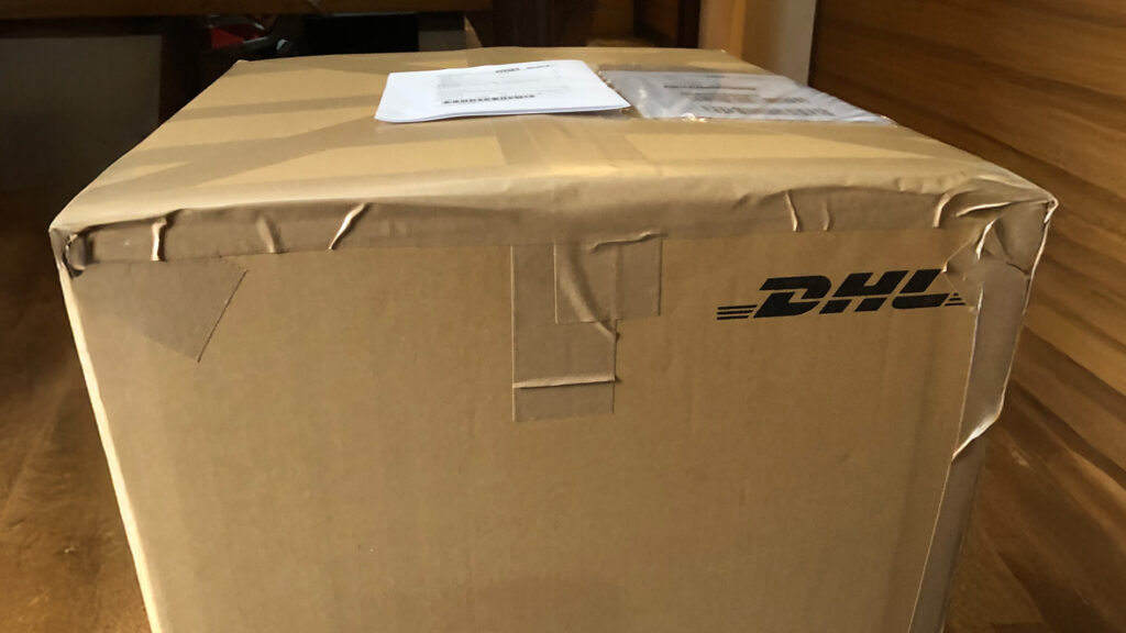 DHL international shipping box used for overseas orders from Japan
