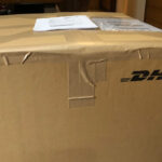 Brown box with DHL logo