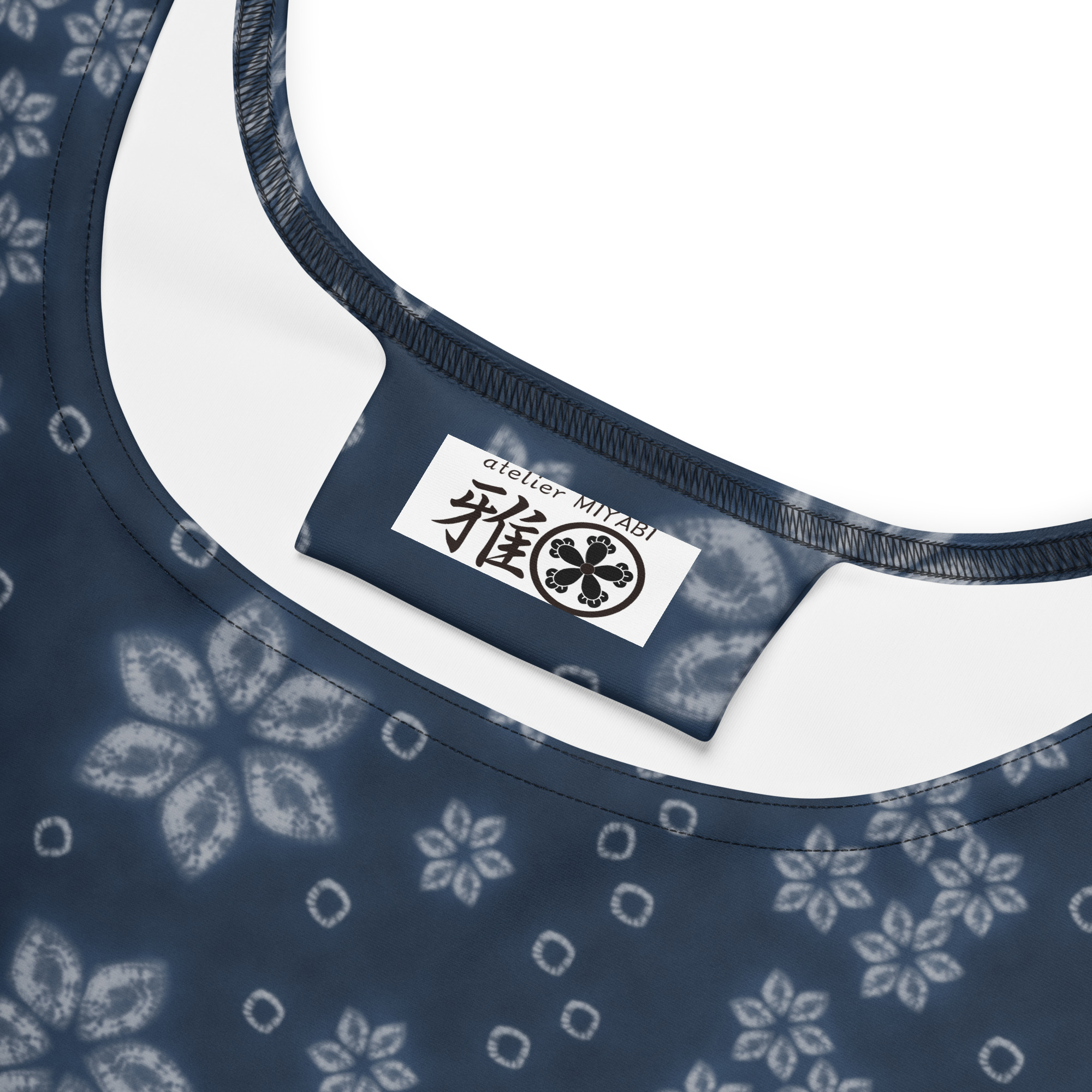 Deep Indigo two-tone Shibori-Inspired Sleeveless Skater Dress – All-Over Print Occasion Wear - Image 8