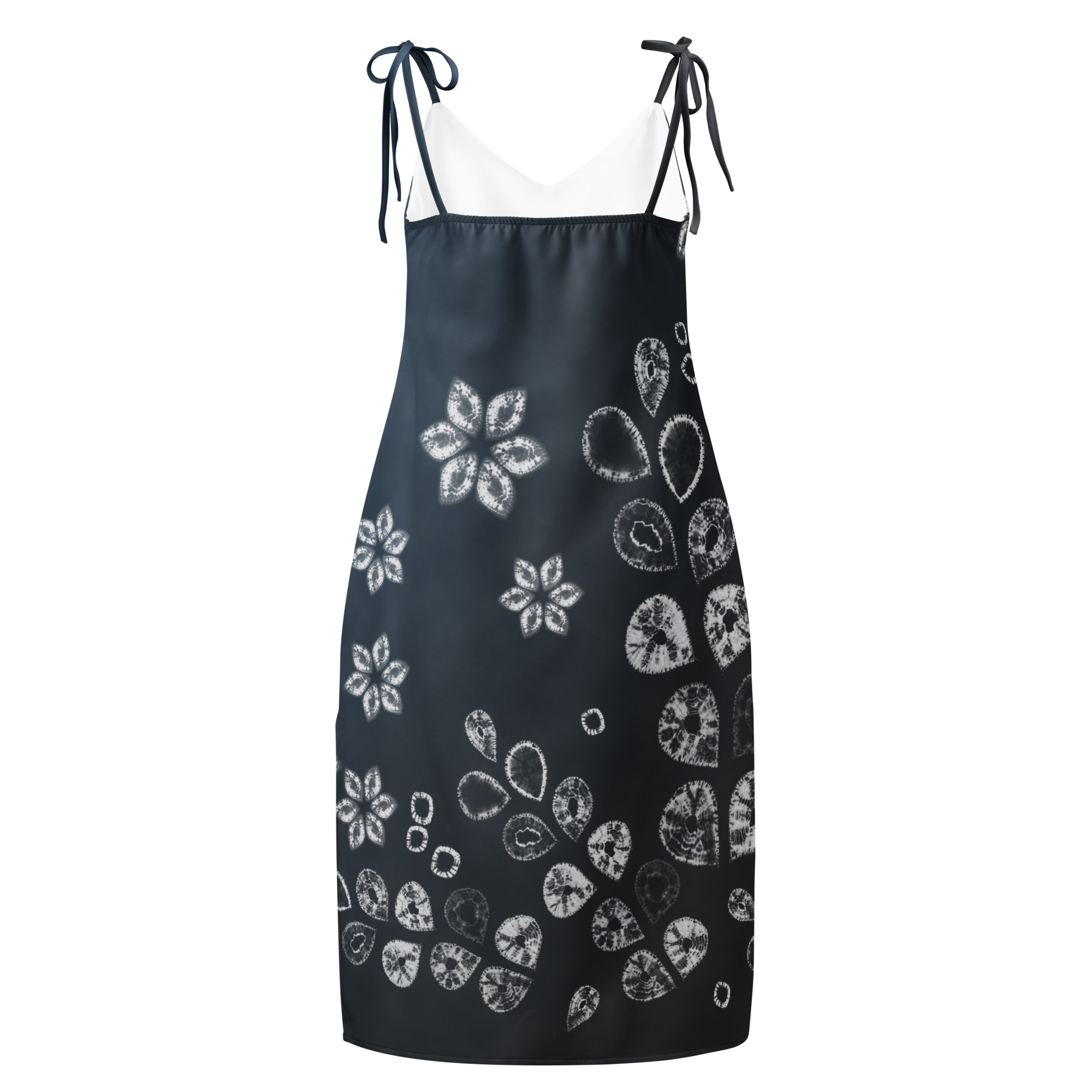 Blue black Floral Shibori Inspired Slip Dress - Image 2