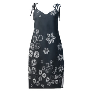 Blue black Floral Shibori Inspired Slip Dress