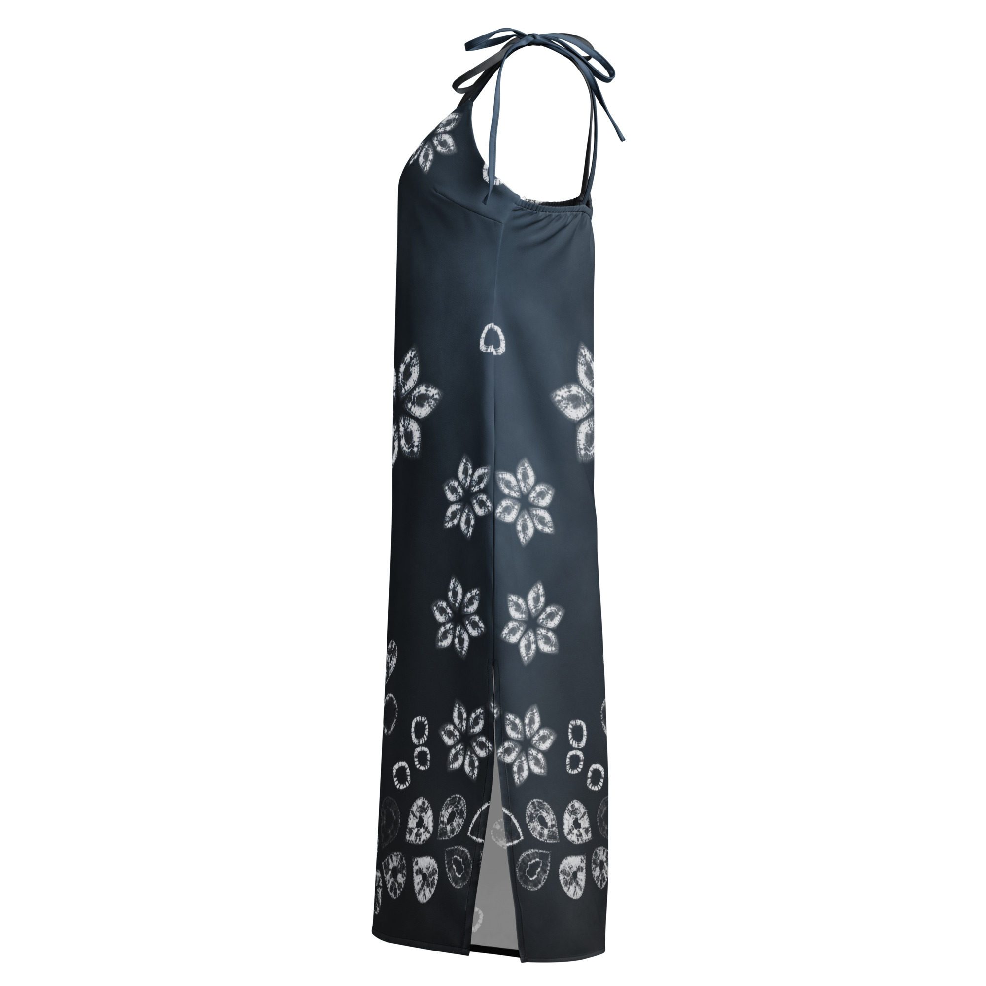 Blue black Floral Shibori Inspired Slip Dress - Image 3