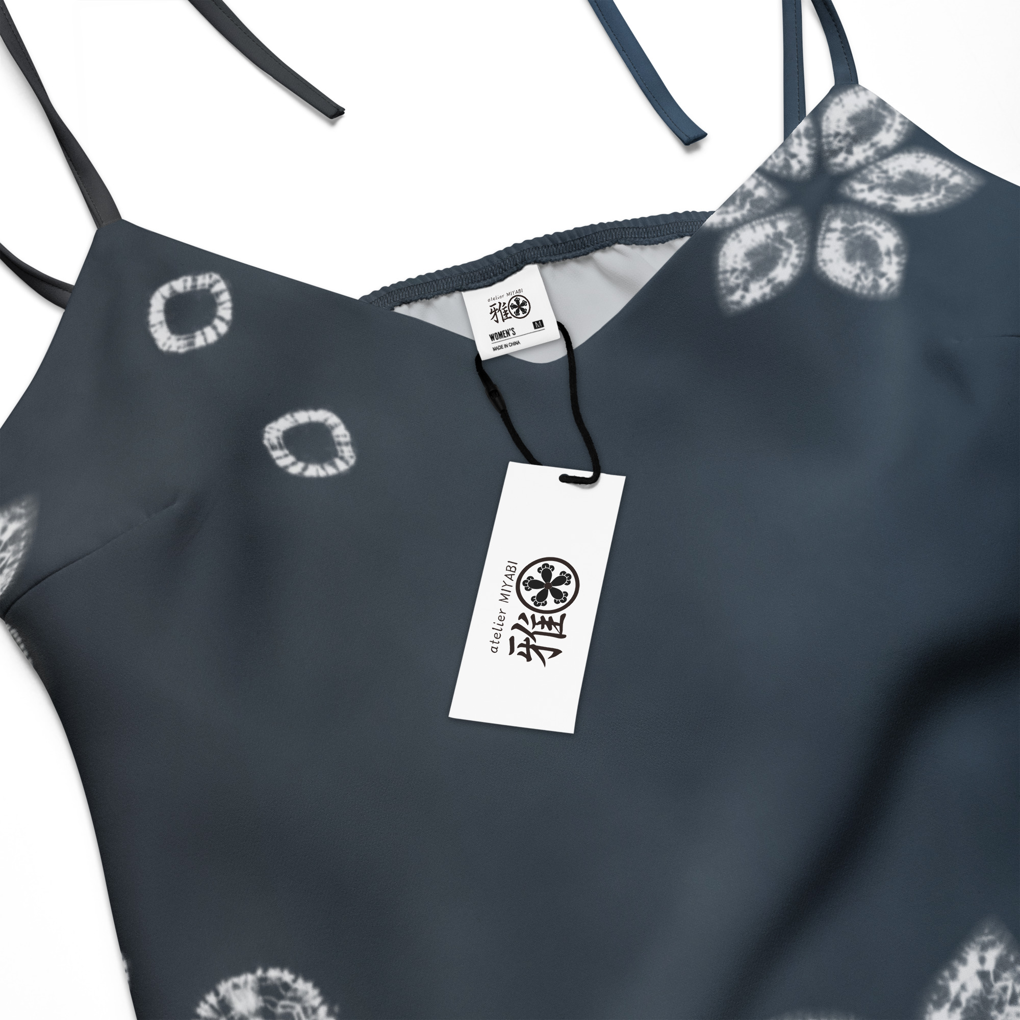 Blue black Floral Shibori Inspired Slip Dress - Image 10