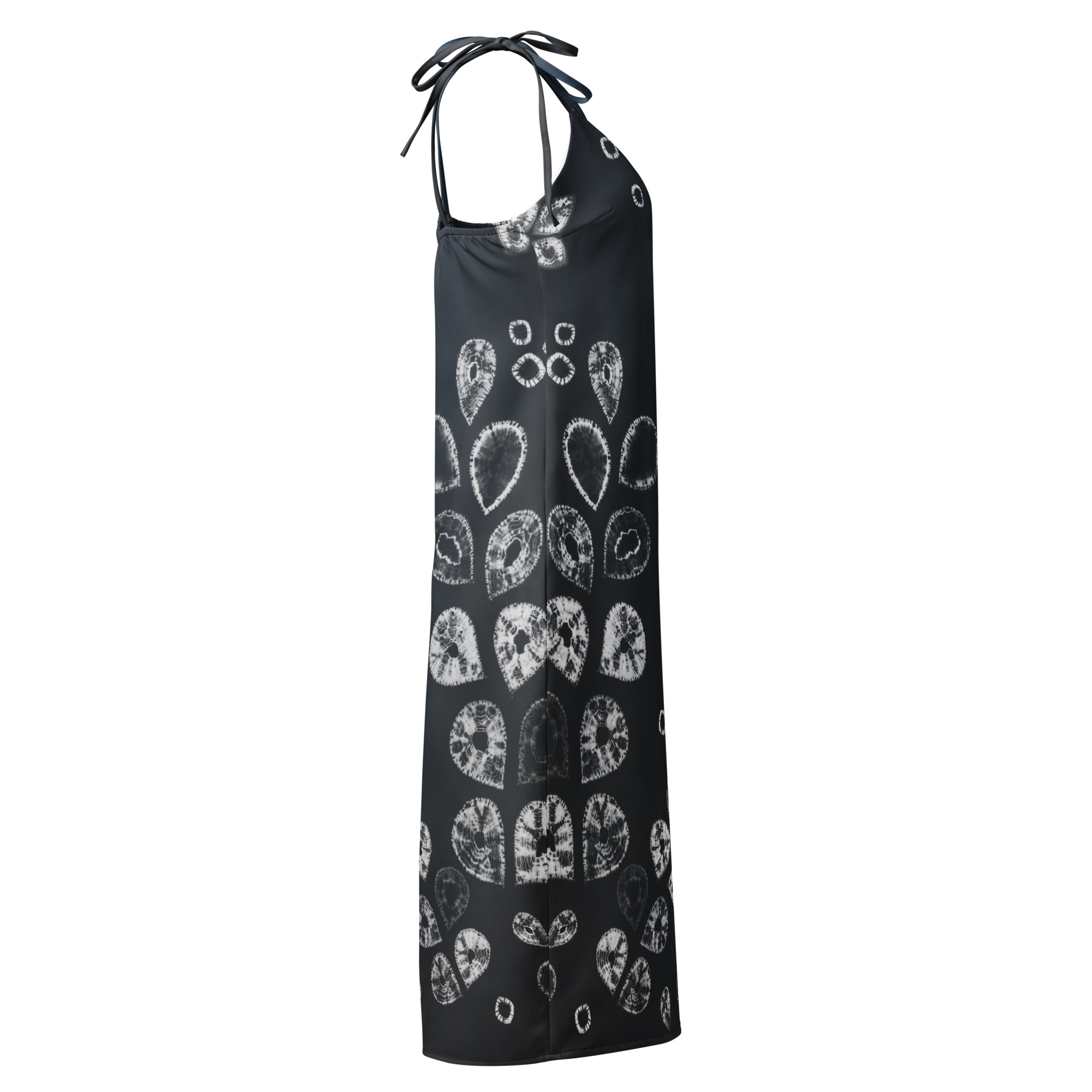 Blue black Floral Shibori Inspired Slip Dress - Image 4