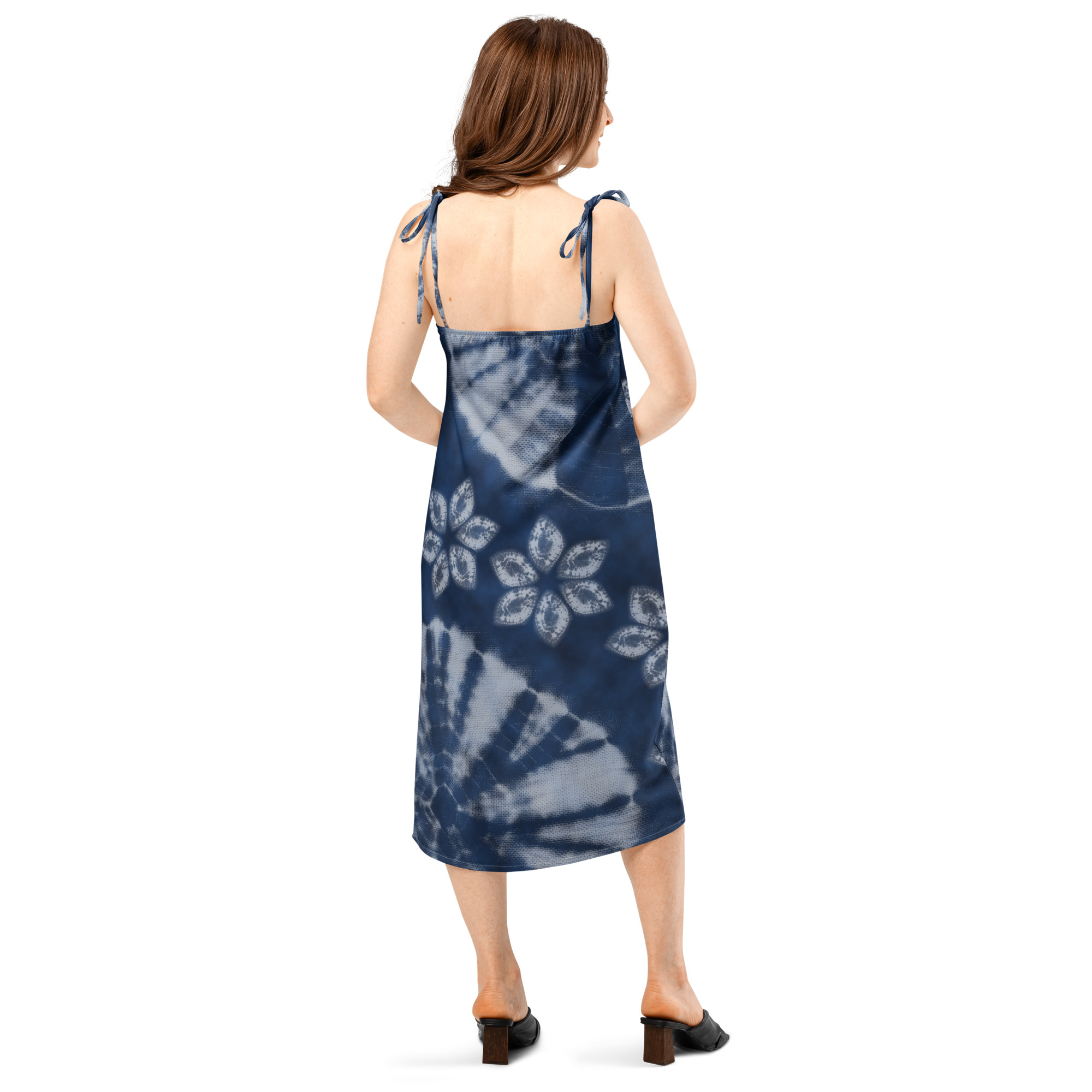 Deep indigo Tie-strap midi dress - Image 5
