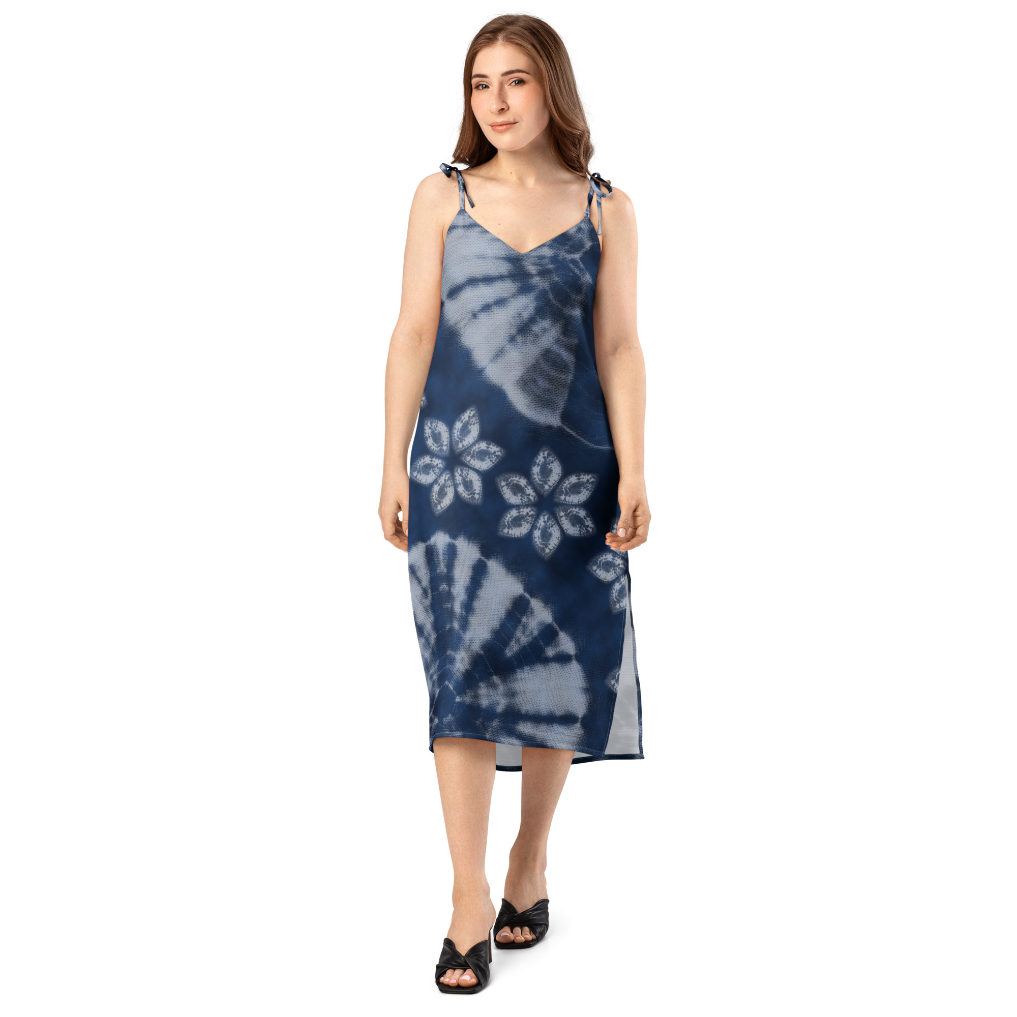 Deep indigo Tie-strap midi dress - Image 4