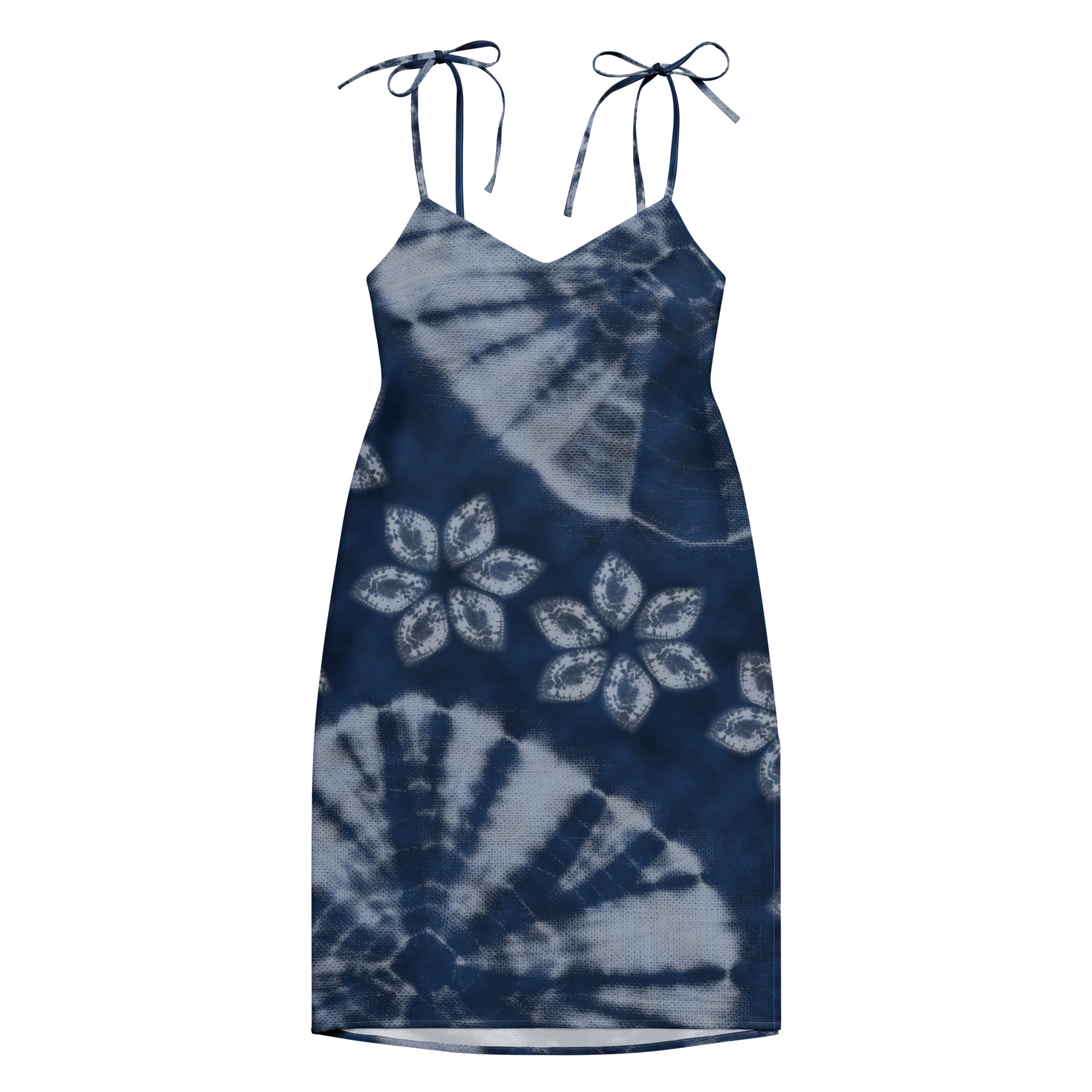 Deep indigo Tie-strap midi dress - Image 7