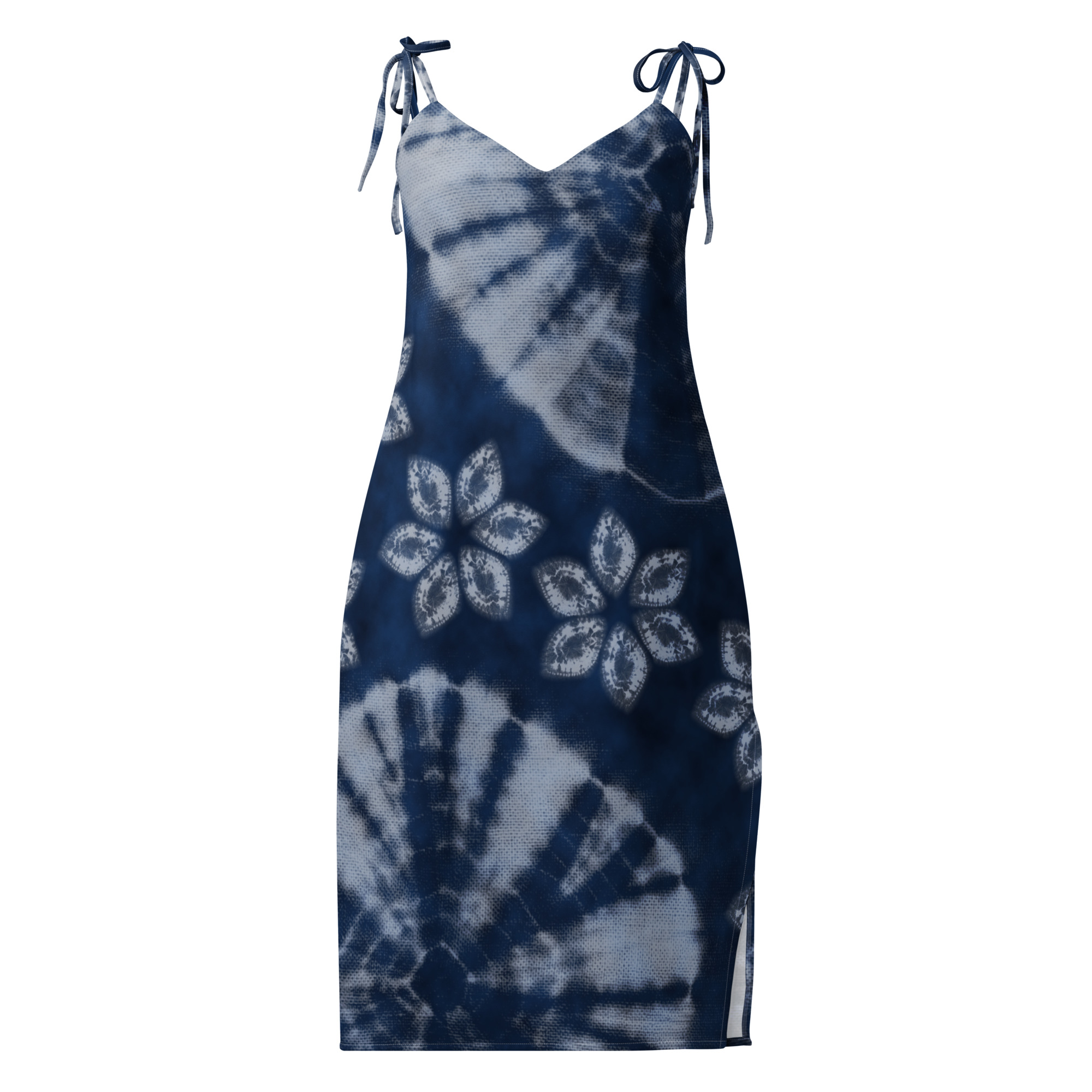 Deep indigo Tie-strap midi dress - Image 12