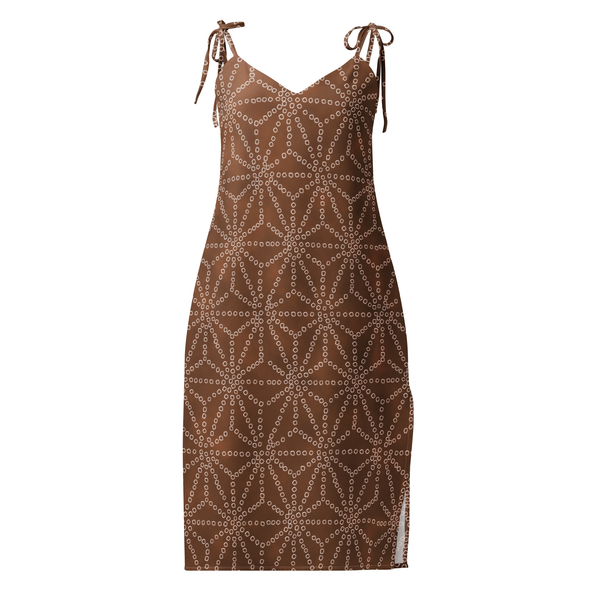 Asanoha Kakishibu Brown Shibori-Inspired Slip Dress - Image 2