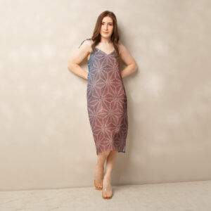 Asanoha Akane  Shibori-Inspired Slip Dress Dramatic Two-Tone dress