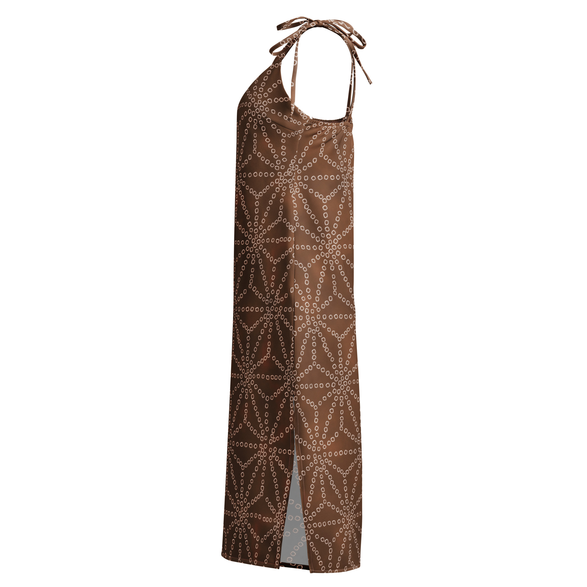 Asanoha Kakishibu Brown Shibori-Inspired Slip Dress - Image 4