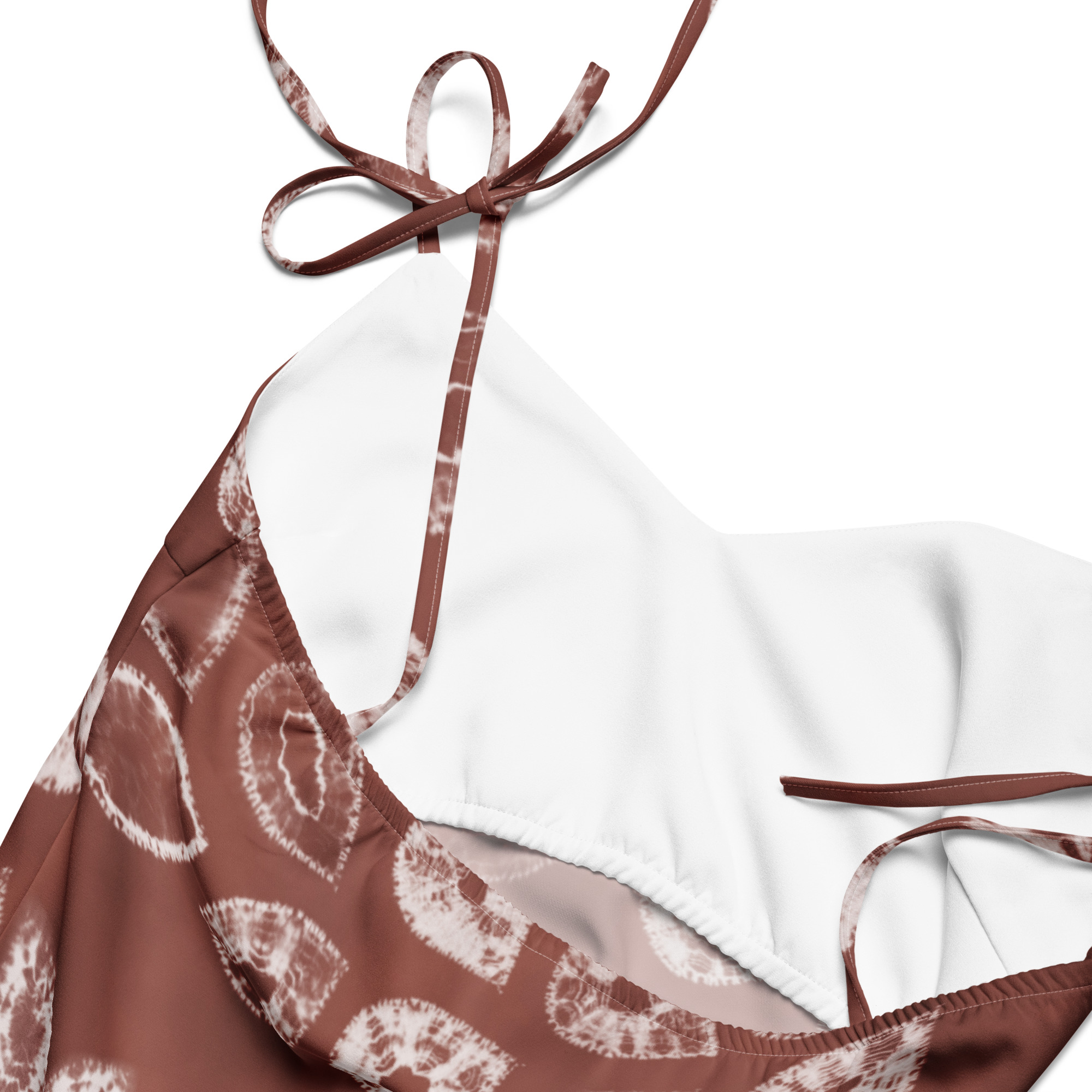 Rusty Red floral leaf shibori Tie-strap midi dress - Image 7