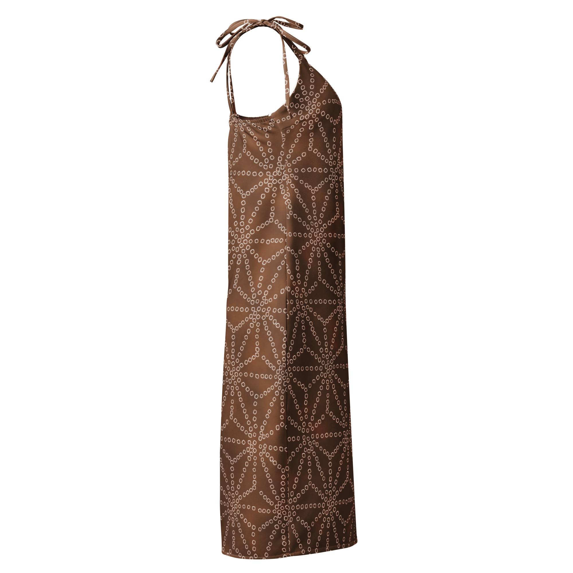 Asanoha Kakishibu Brown Shibori-Inspired Slip Dress - Image 5