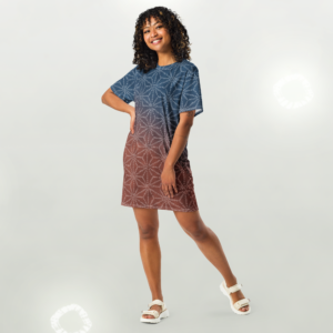 Asanoha Pattern Oversized T-Shirt Dress – Indigo Occasion Wear