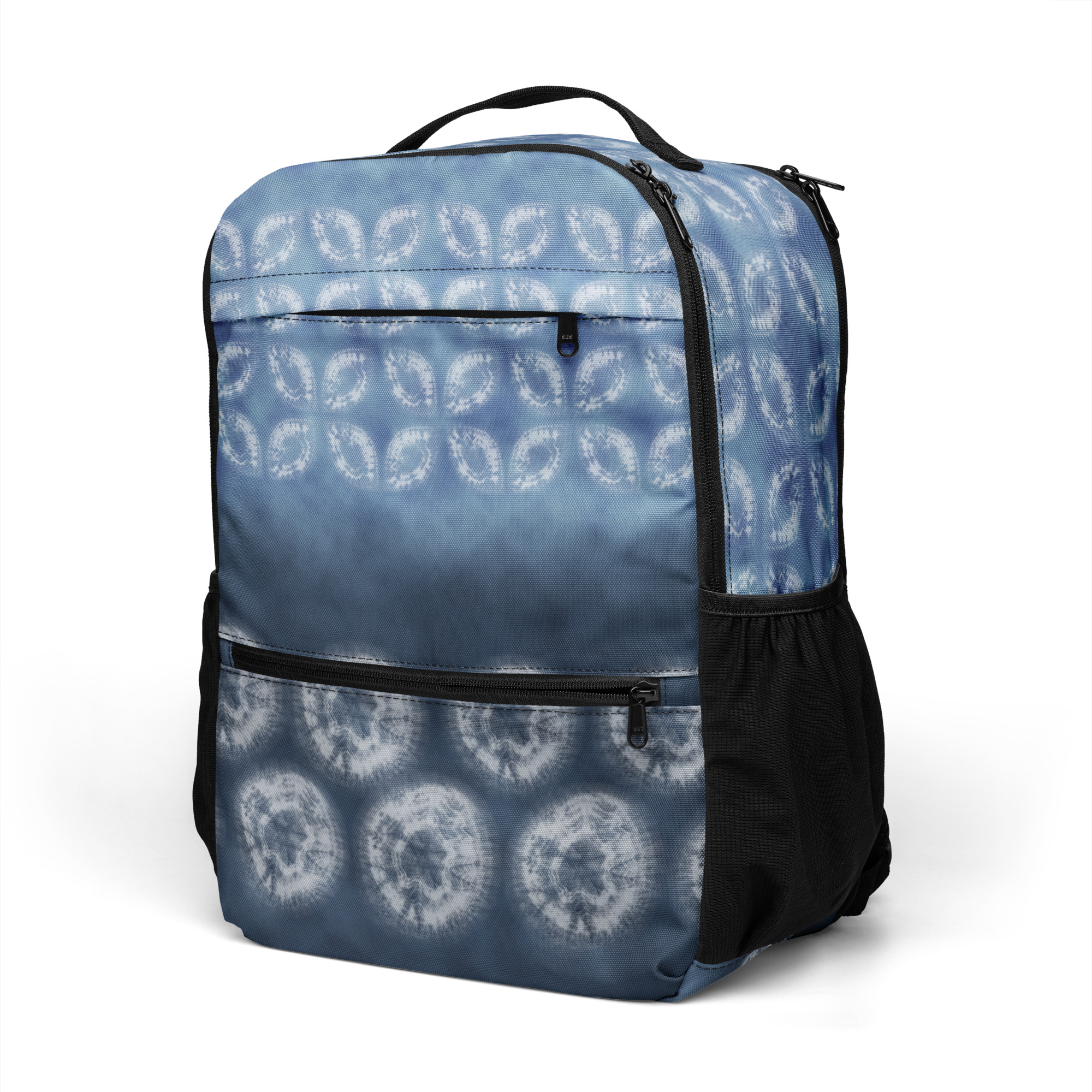 Indigo Utility Backpack – All-Over Print, Composed Shibori Motif - Image 4
