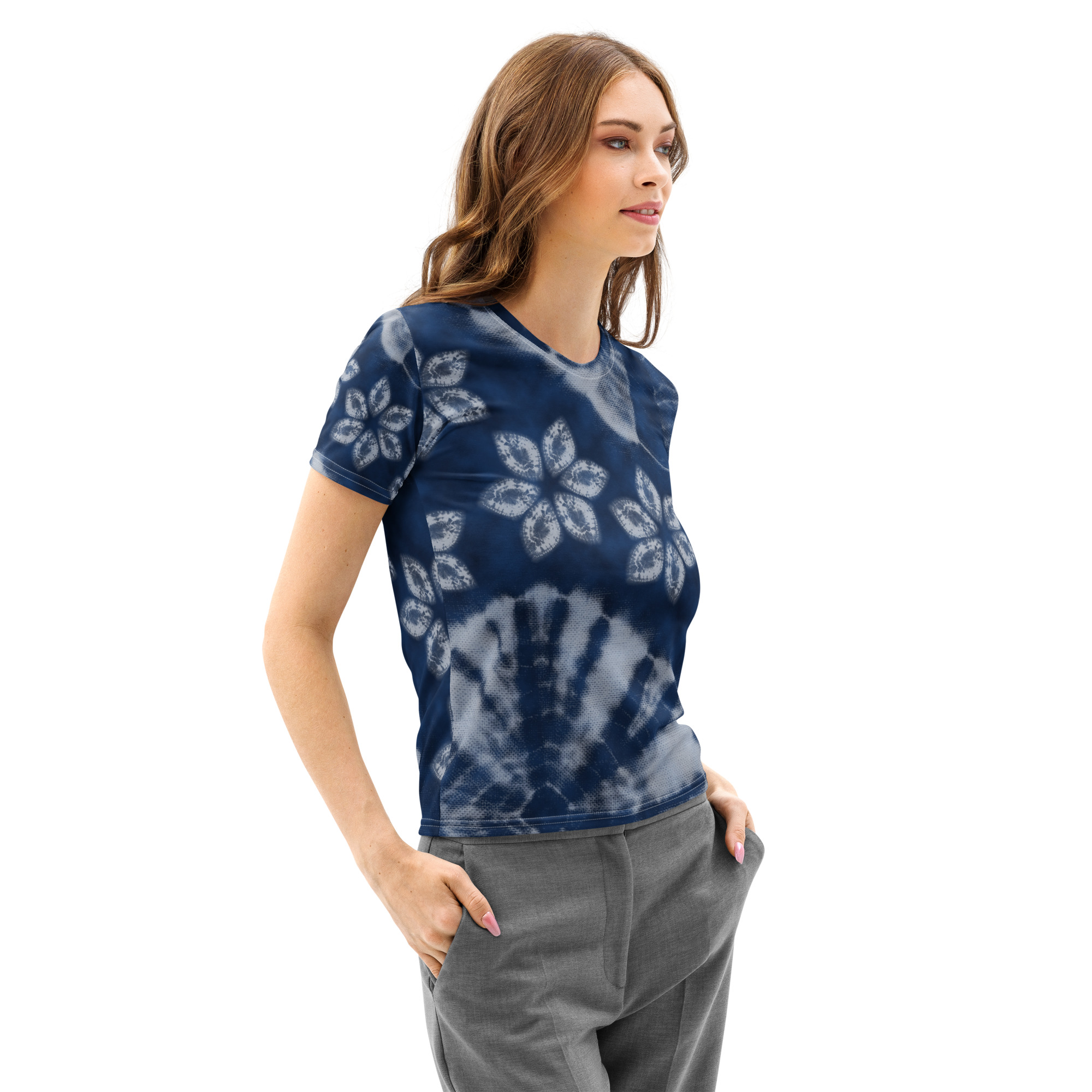 Bold Shibori-Inspired T-Shirt – Indigo All-Over Print for Practice & Everyday Wear - Image 6