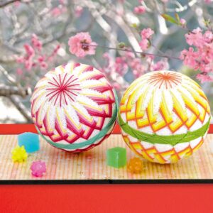 Olympus Temari Embroidered Hand Balls kit 2pc : Peaches in full bloom TM-11 (with  instructions in Japanese) made in Japan