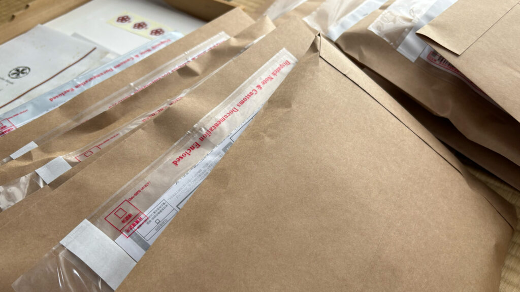 Japan Post mail packaging for international shipping of Japanese crafts