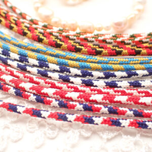 Silk Kumihimo Cord 3mm - Flag Inspired Colors - 16 Strand Braid for Jewelry Making (1m)