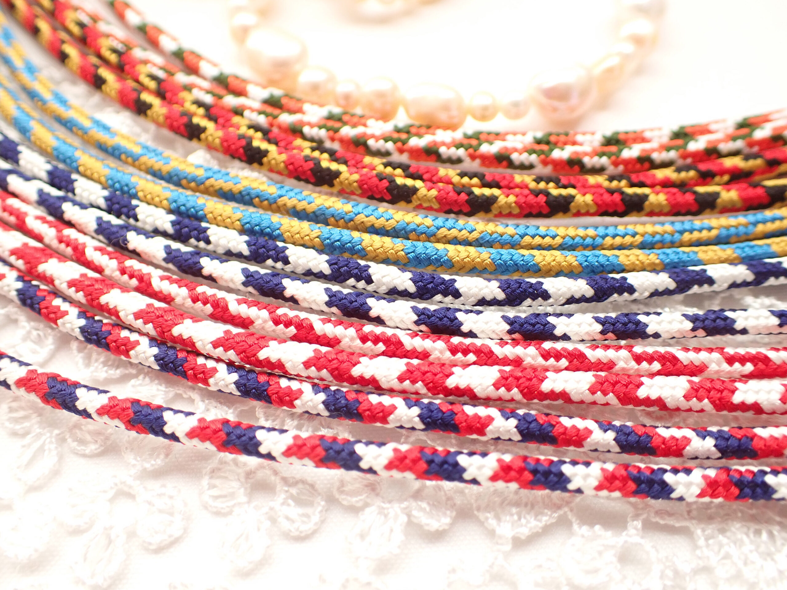 Silk Kumihimo Cord 3mm - Flag Inspired Colors - 16 Strand Braid for Jewelry Making (1m)