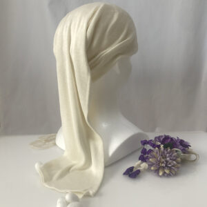 Silk Night tube Cap Ivory from Silk Yarn Shop 100% Silk, Long Type | for long hair - Wake Up to Tangle-Free, Silky Hair/ Japan