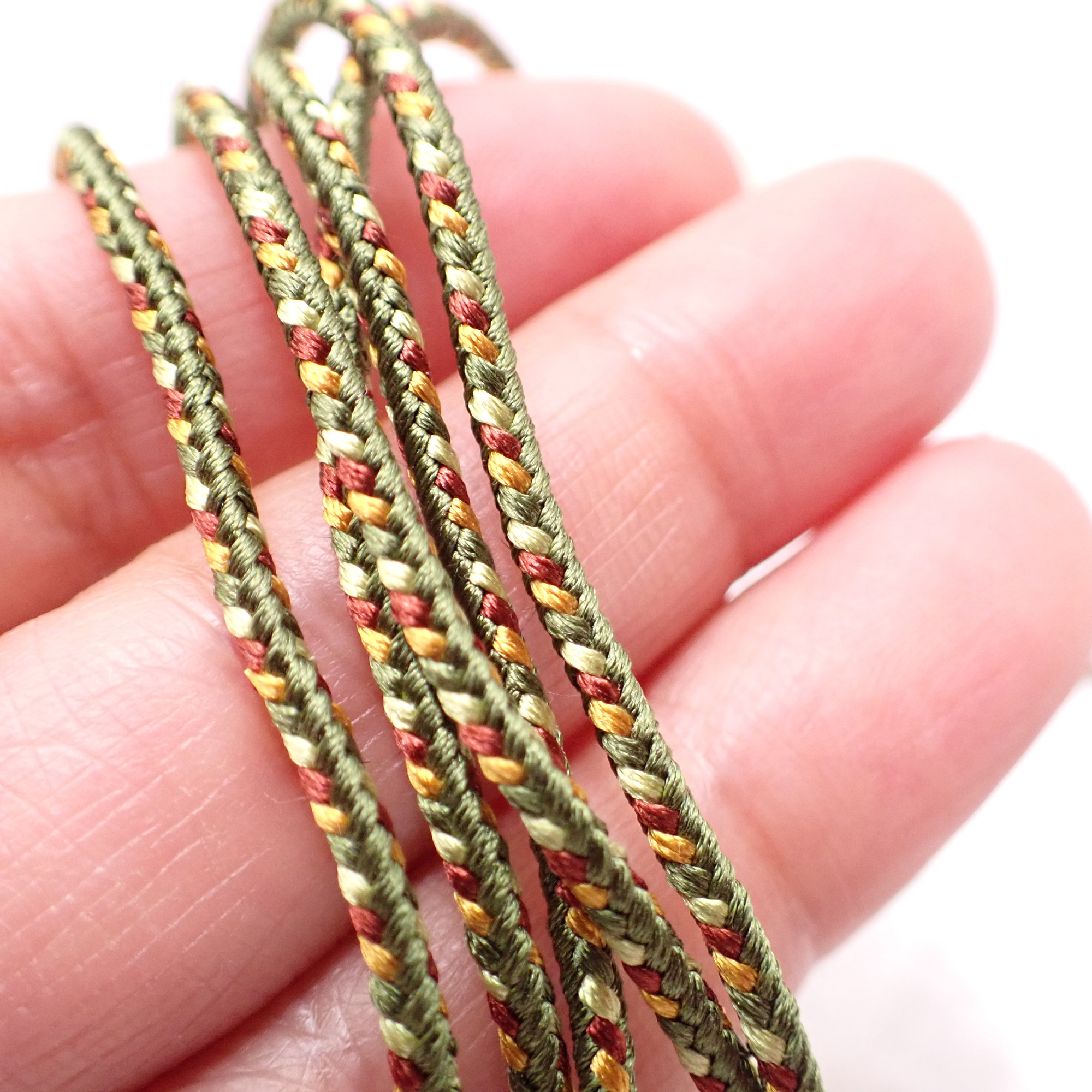 Samurai-Inspired Silk Kumihimo Cord (1.8-2.0mm, 1m) – 8-Strand Square Braid for Jewellery Making – Made in Japan - Image 2