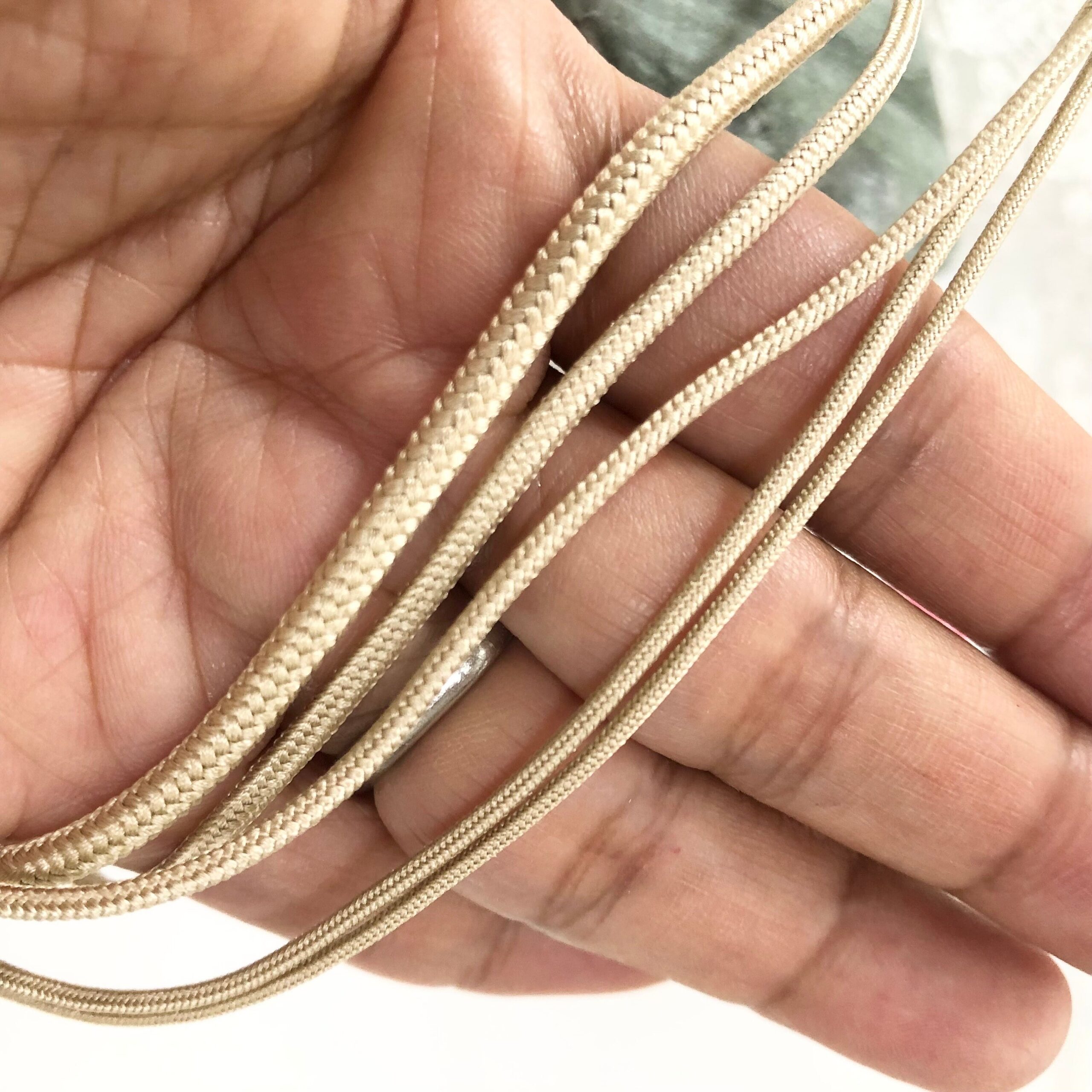 Beige Silk round braided cord kumihimo 1.5mm/2mm/3mm 100cm Japanese silk cord "Kara-uchi-himo" 16 strand braid/for Minimalist jewellery - Image 5
