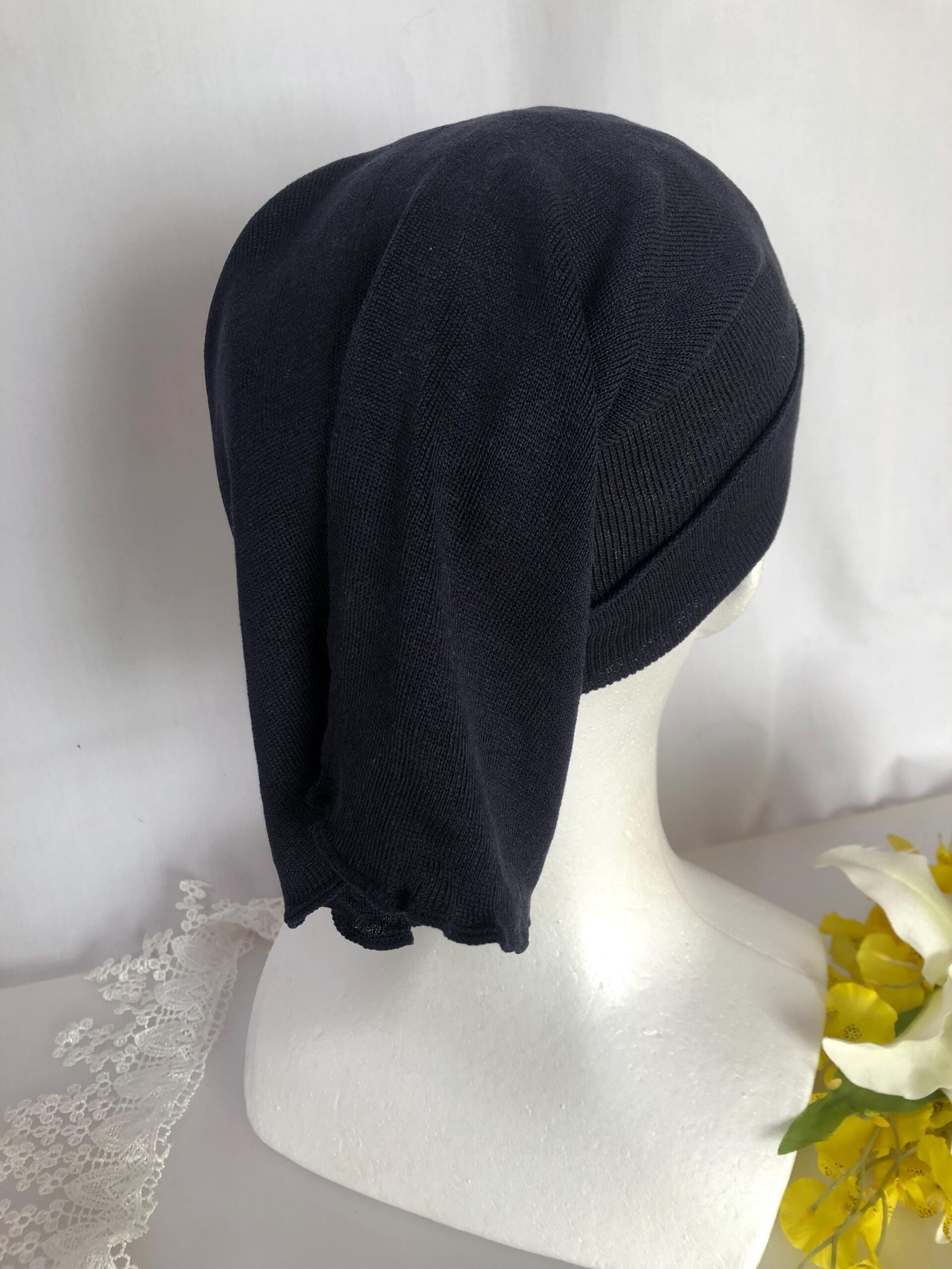 Silk Night tube Cap Navy for short hair from Silk Yarn Shop 100% Silk short Type - Wake Up to Tangle-Free, Silky Hair / Japan - Image 3