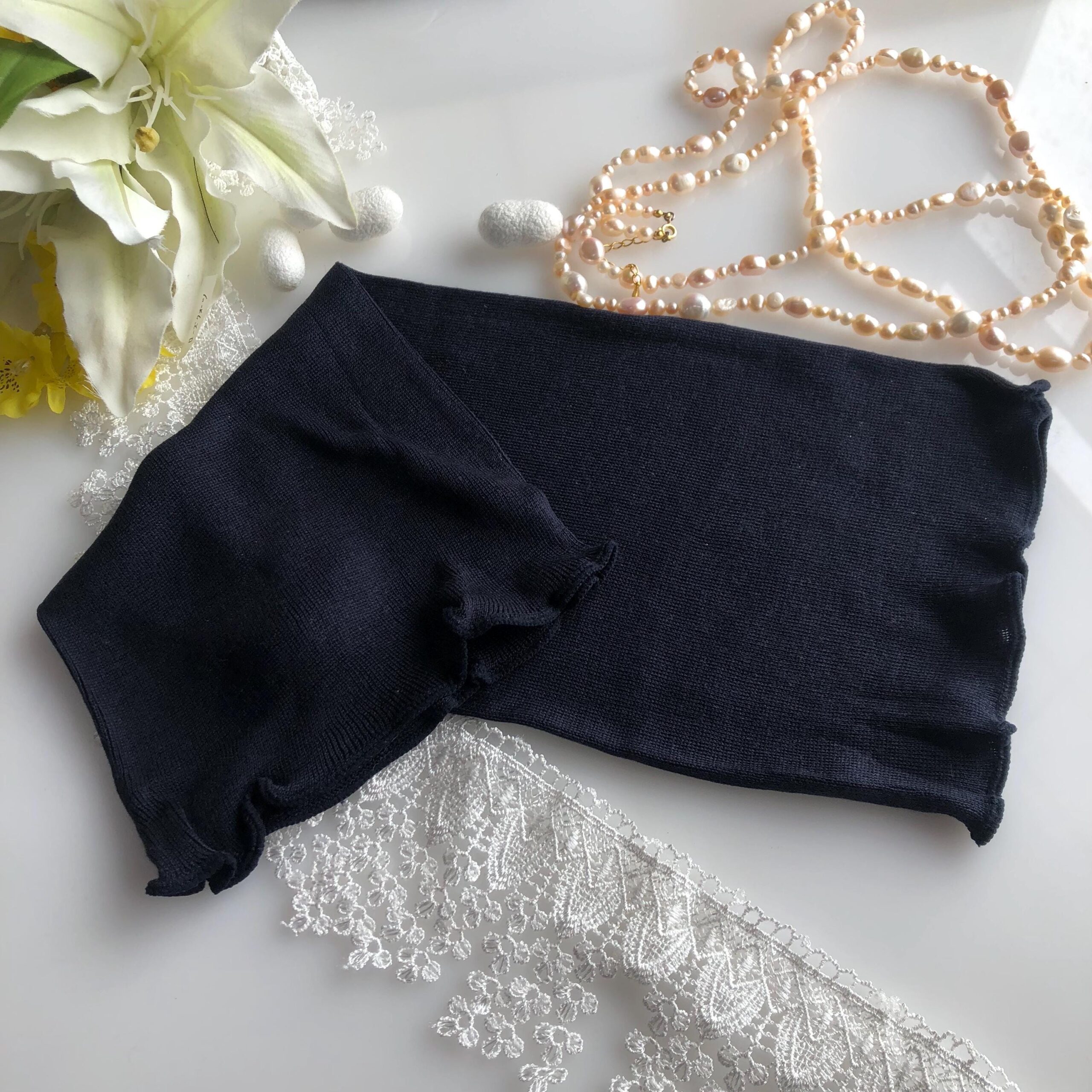 Silk Night tube Cap Navy for short hair from Silk Yarn Shop 100% Silk short Type - Wake Up to Tangle-Free, Silky Hair / Japan - Image 4