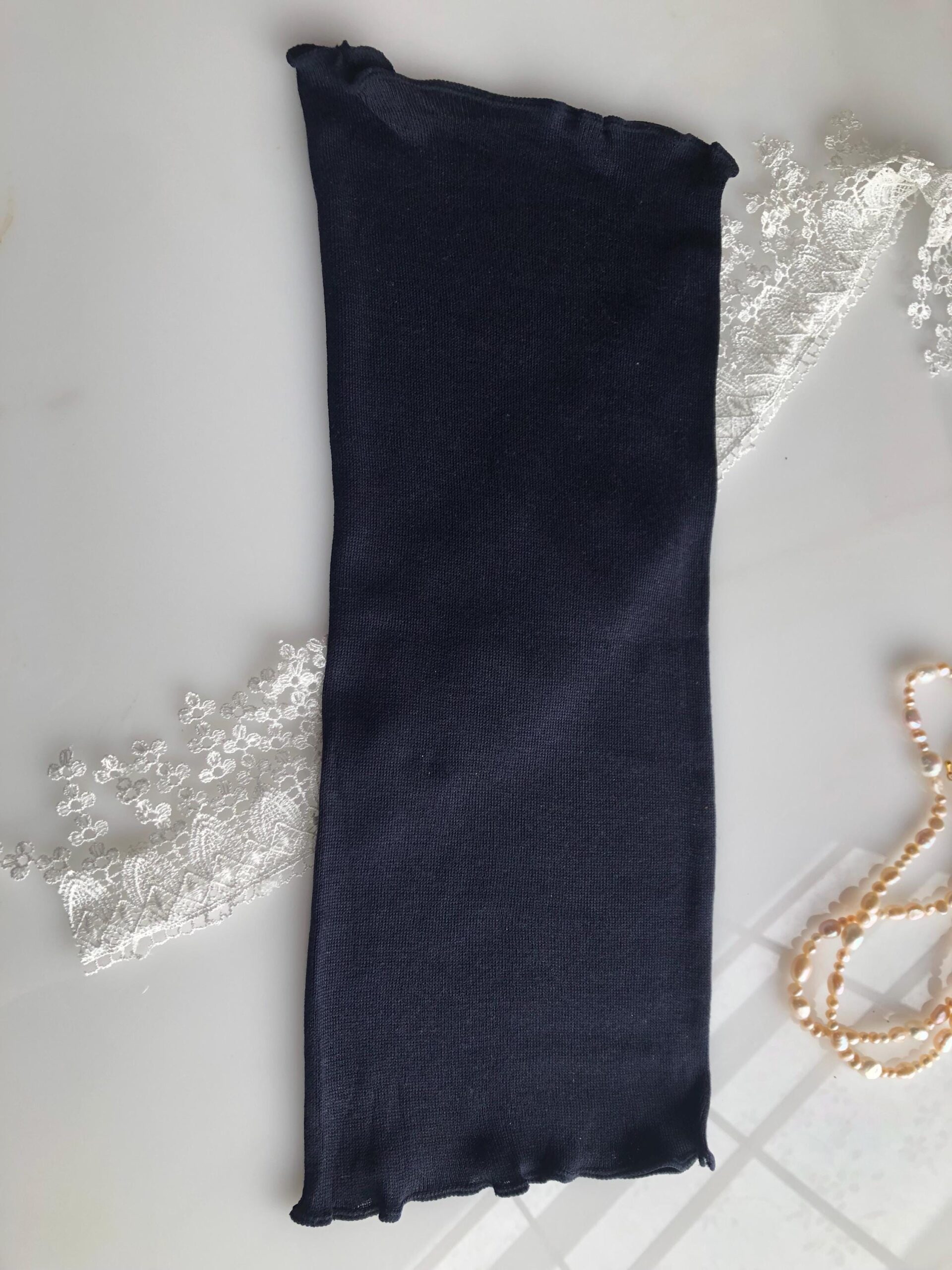 Silk Night tube Cap Navy for short hair from Silk Yarn Shop 100% Silk short Type - Wake Up to Tangle-Free, Silky Hair / Japan - Image 7