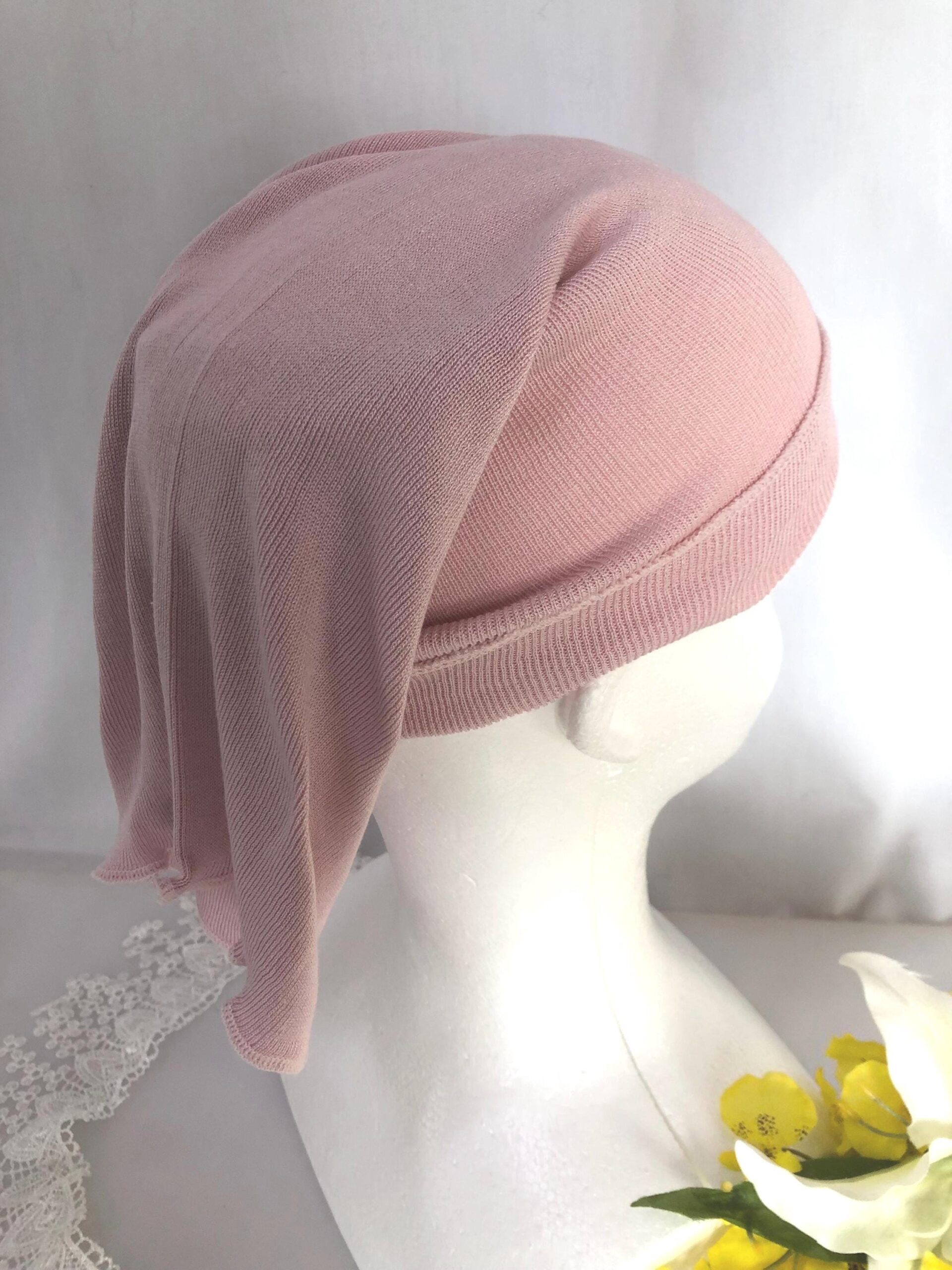 Silk Night tube Cap Pink from Silk Yarn Shop 100% Silk, short Type for short hair - Wake Up to Tangle-Free, Silky Hair / Japan (Copy) - Image 4