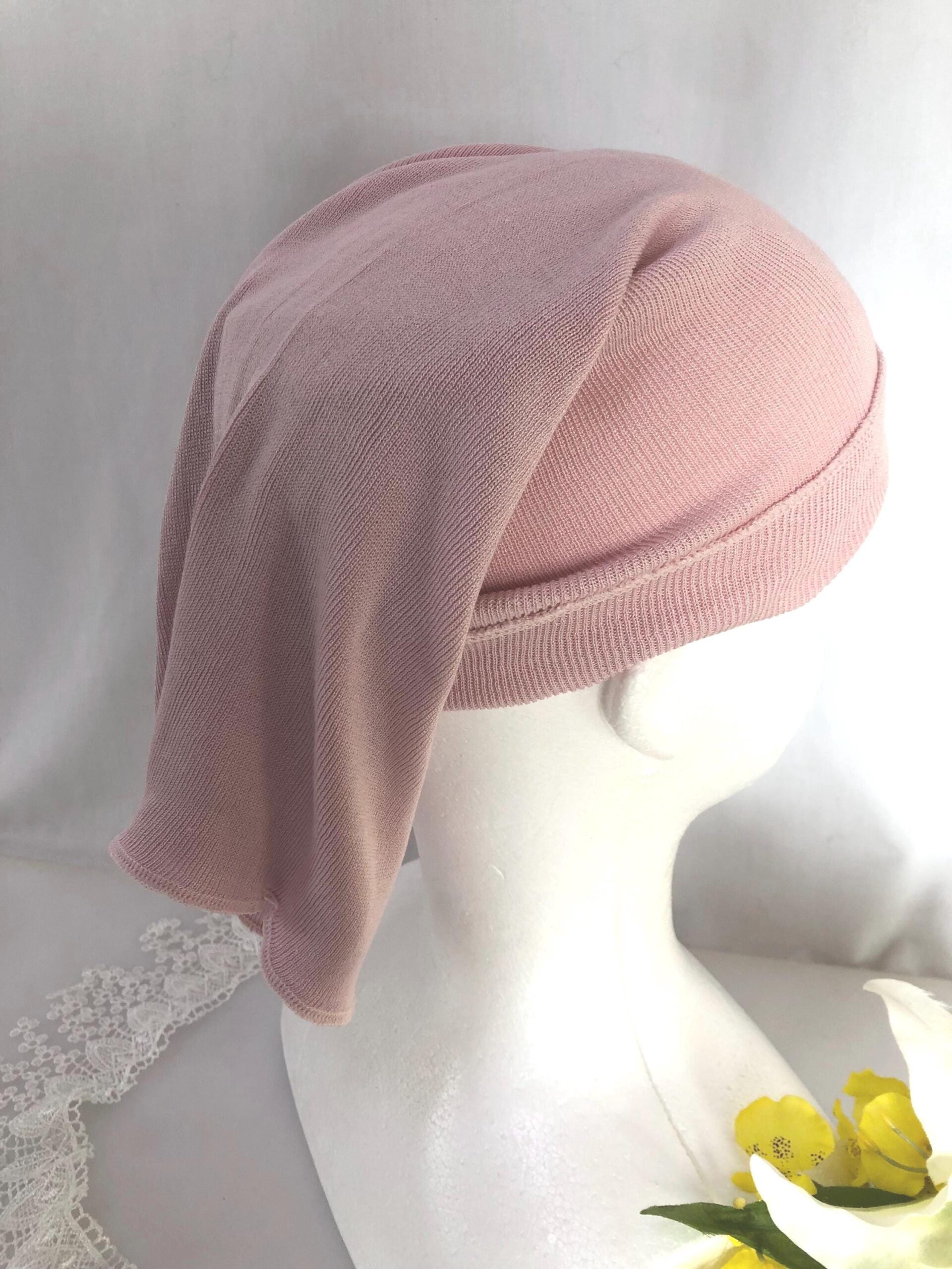 Silk Night tube Cap Pink from Silk Yarn Shop 100% Silk, short Type for short hair - Wake Up to Tangle-Free, Silky Hair / Japan (Copy)