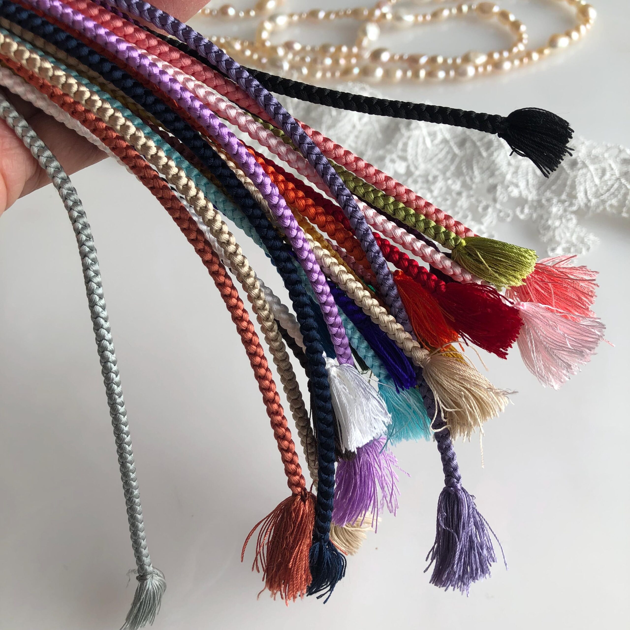 Silk kumihimo braided cord 3.5 mm 150 cm 24 colors, for jewellery belts bracelet kumihimo Japanese Kimono Obi Jime Belt Cord finished end - Image 3