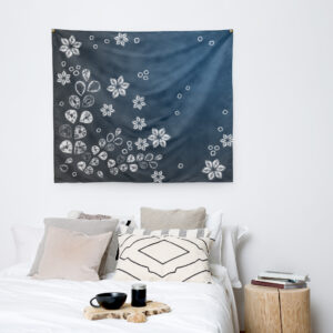 indigo shibori wall tapestry 50x60 japanese textile inspired blue wall art large indigo fabric wall hanging modern boho decor japanese inspired repeat circle pattern wall art