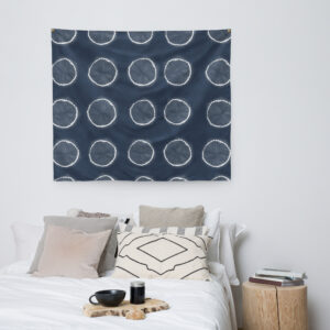 Indigo Shibori Wall Art 50x60 – Japanese Textile Inspired Large Blue Tapestry for Modern and Boho Interiors
