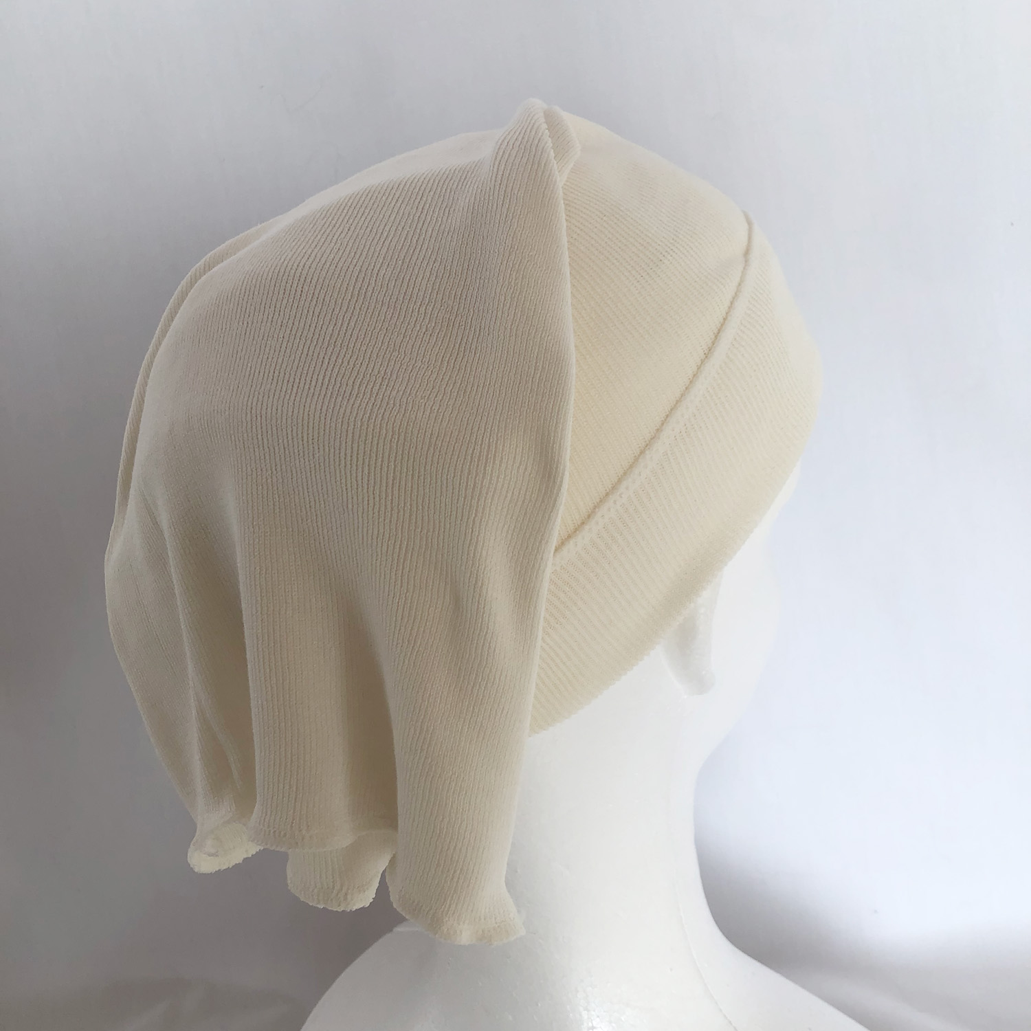 Silk Night tube Cap Ivory from Silk Yarn Shop 100% Silk, short Type for short hair - Wake Up to Tangle-Free, Silky Hair / Japan