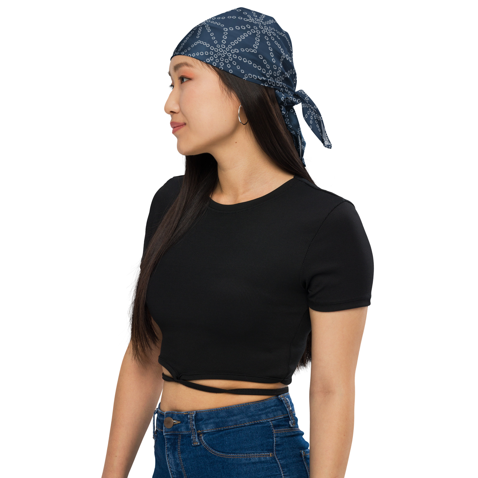 Indigo Asanoha Furoshiki Bandana – Even Grid - Image 4