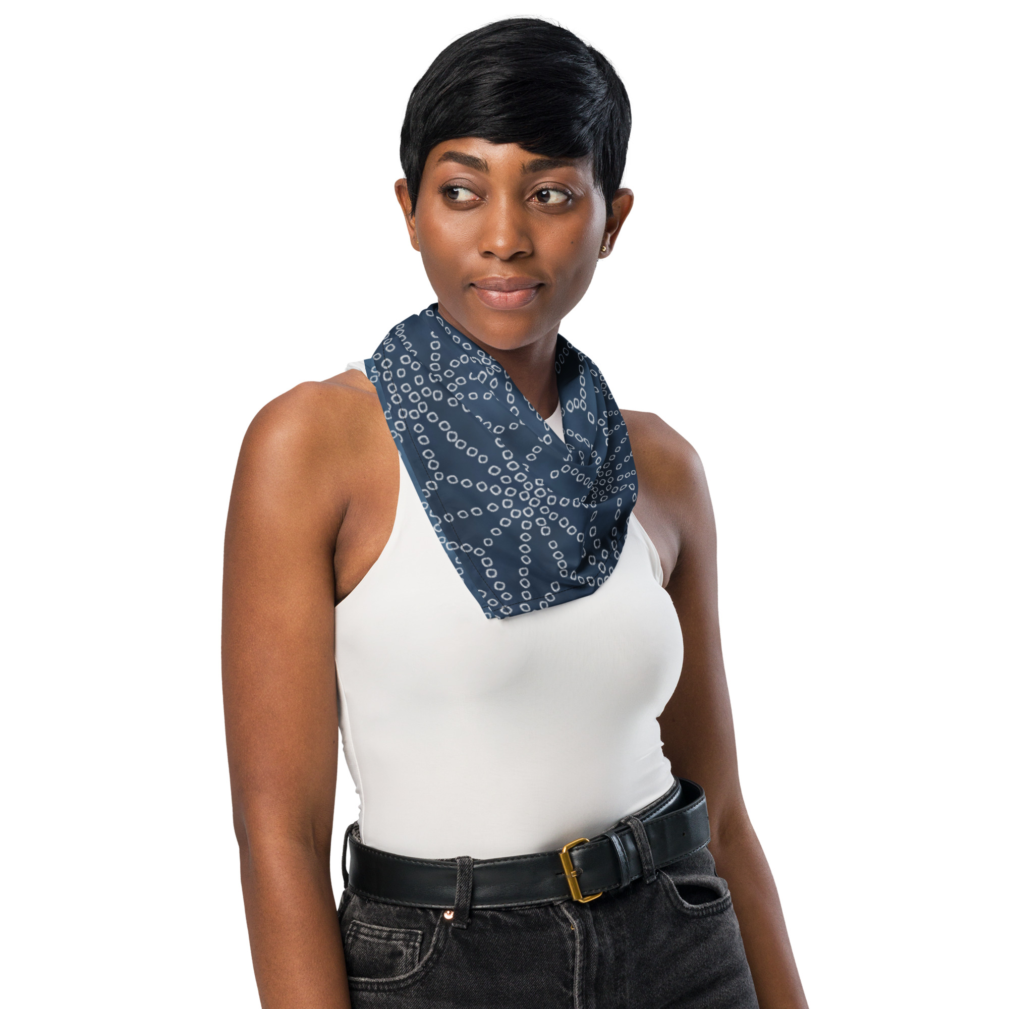 Indigo Asanoha Furoshiki Bandana – Even Grid - Image 7