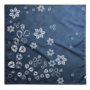 Indigo Floral Shibori Bandana – Japanese Textile Design Reworked from Original Hand-Dyed Shibori