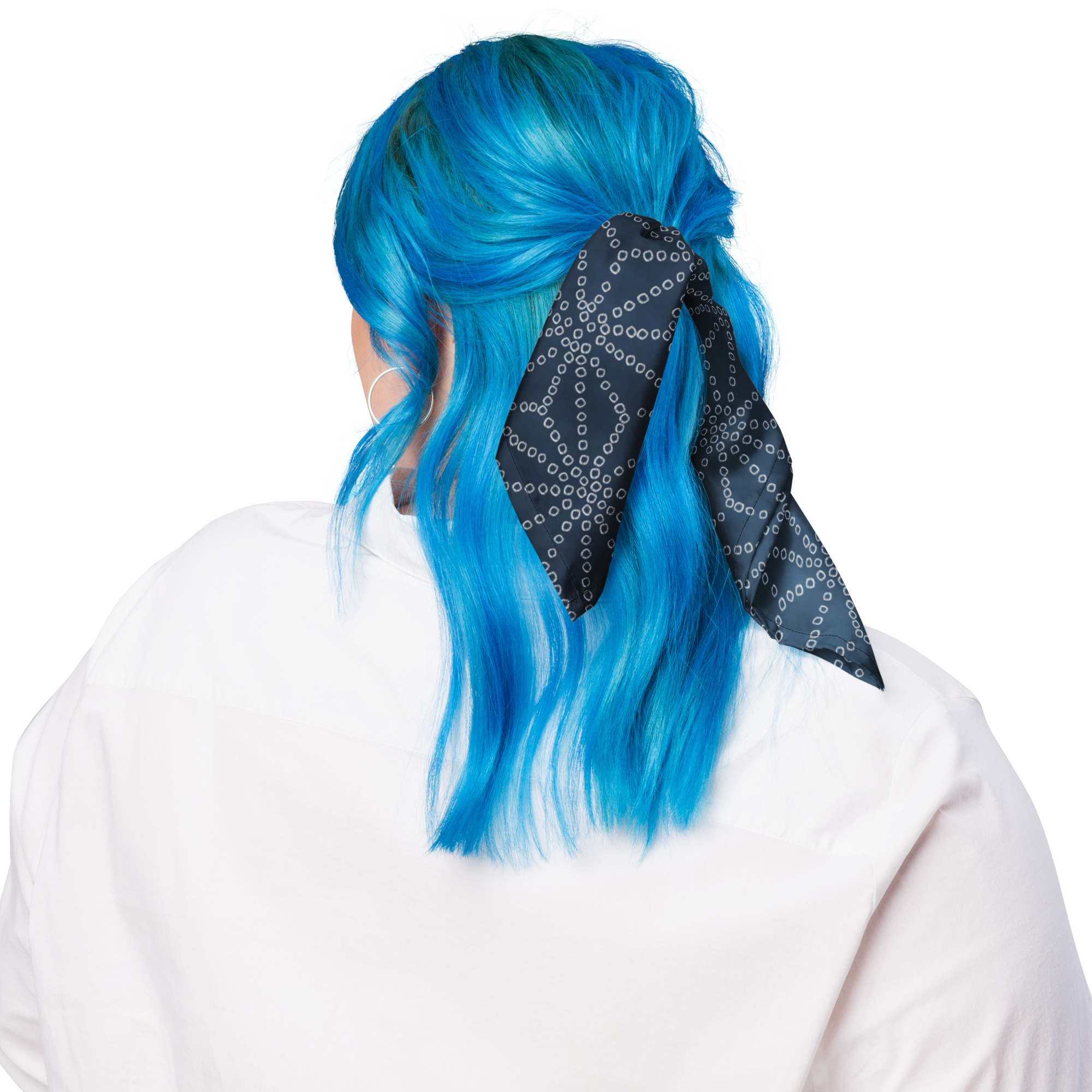 Indigo Asanoha Furoshiki Bandana – Even Grid - Image 2