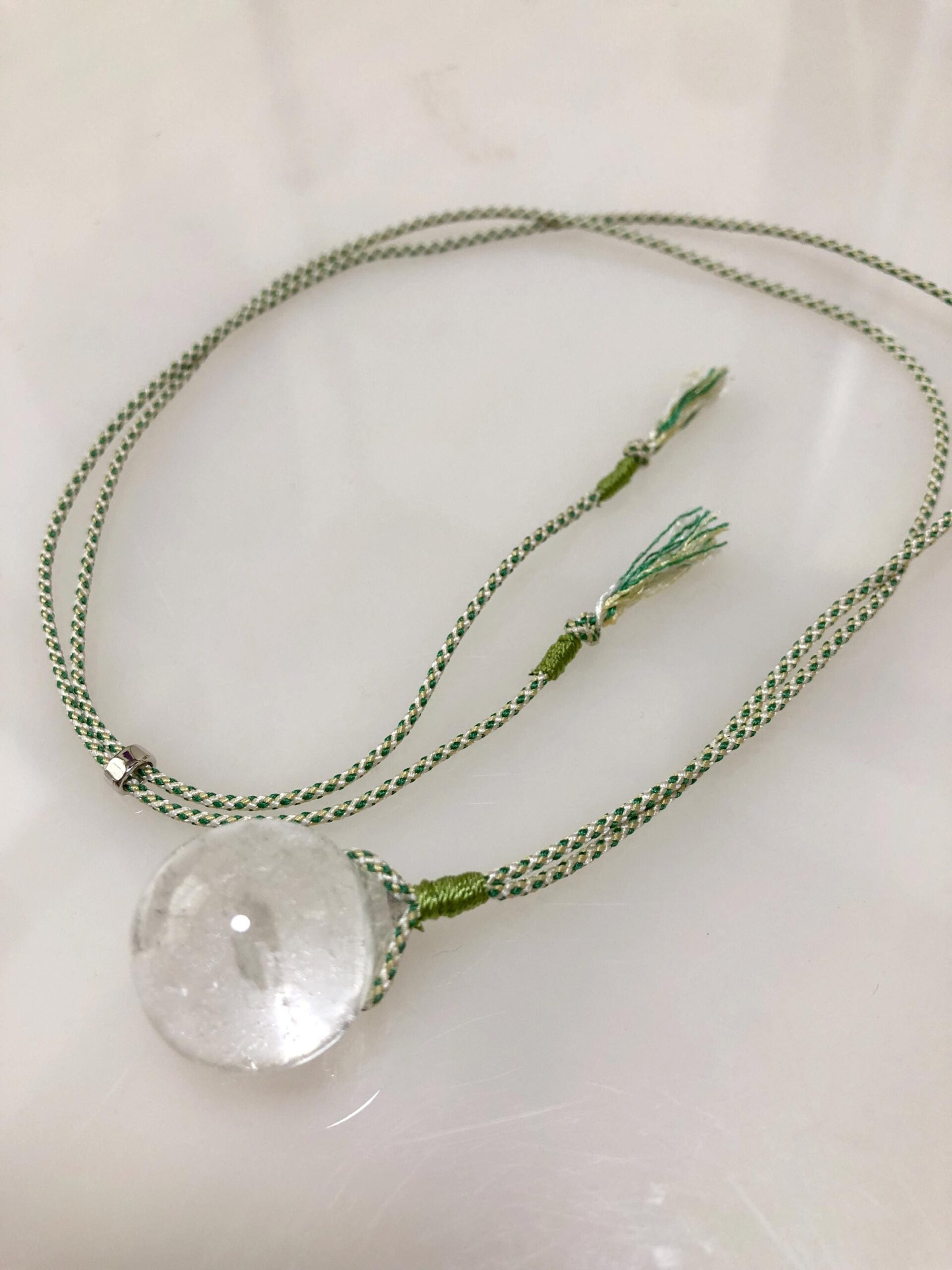 Long Quartz Talisman Necklace – Japanese Hōju Crystal Pendant on Kyoto Silk Kumihimo – Handmade in Japan - Image 6