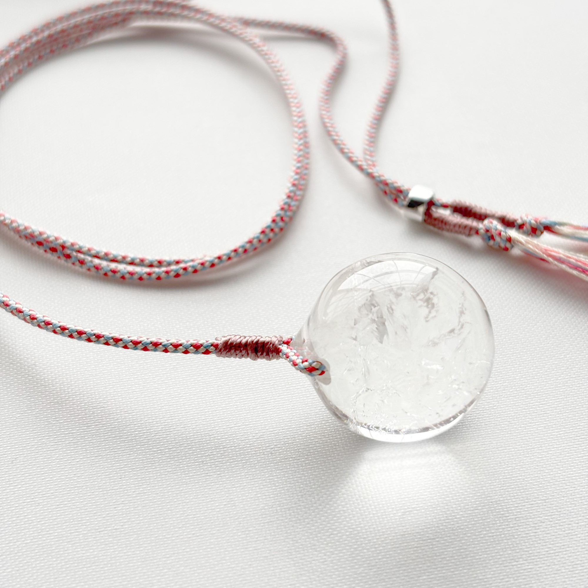 Long Quartz Talisman Necklace – Japanese Hōju Crystal Pendant on Kyoto Silk Kumihimo – Handmade in Japan - Image 3