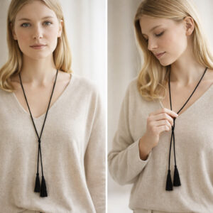 Silk Kumihimo Lariat Necklace Cord with Tassels – Free Style Pendant Cord – Japanese Braided Silk