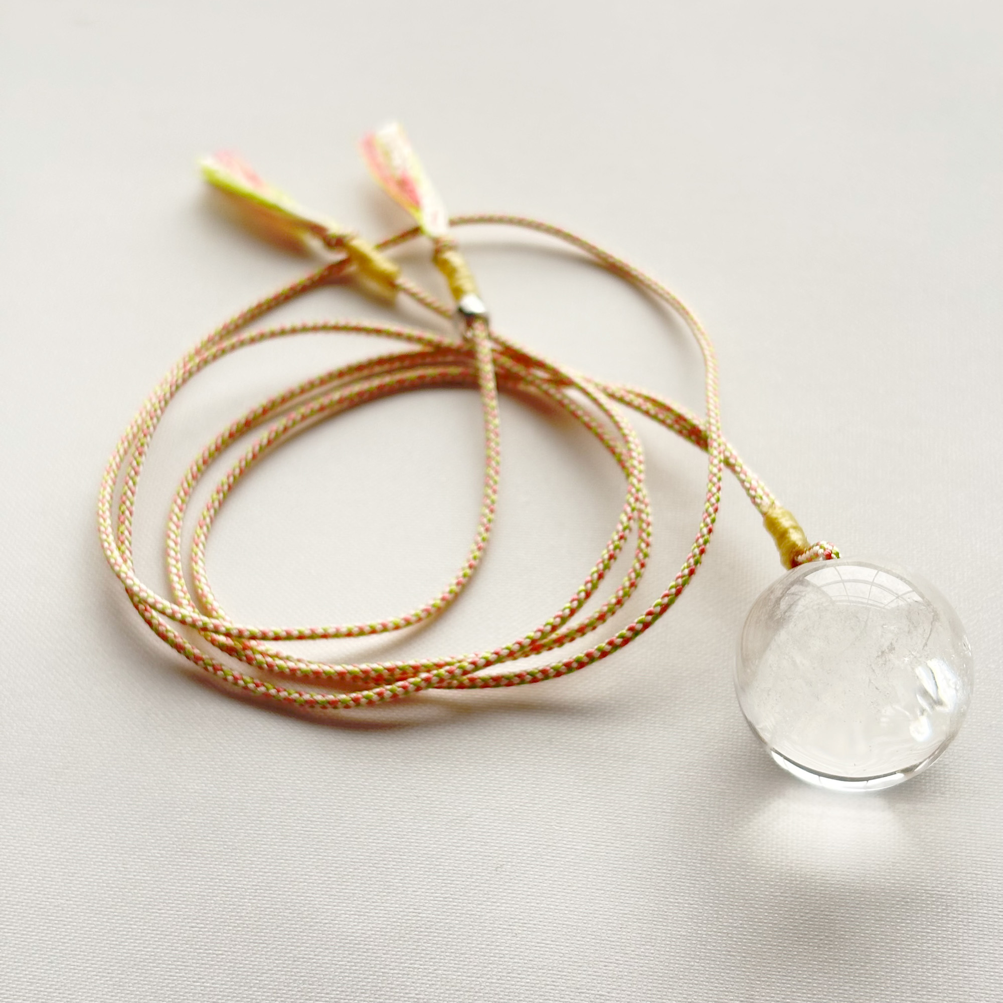 Long Quartz Talisman Necklace – Japanese Hōju Crystal Pendant on Kyoto Silk Kumihimo – Handmade in Japan - Image 2