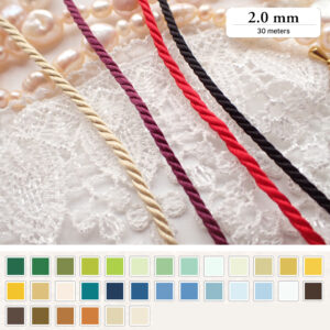 Wholesale 3ply Silk 2.0mm 30M Cord for jewellery Designers & Stores/  Green Blue Yellow Brown No.1-No.50