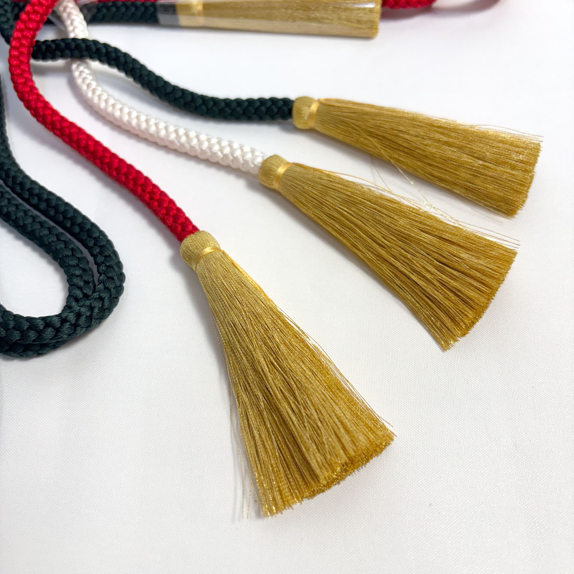 Silk Kumihimo Wedding Cord 7mm x 240cm – Japanese Braided Cord with Gold Tassels, Handfasting / Ceremony Use - Image 3