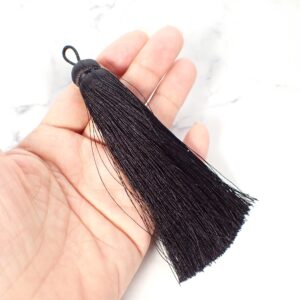 Black Silk Tassel 10cm, Handmade in Kyoto, Japanese Tassel for Mala Beads, Prayer Necklace, Spiritual Jewelry Supply